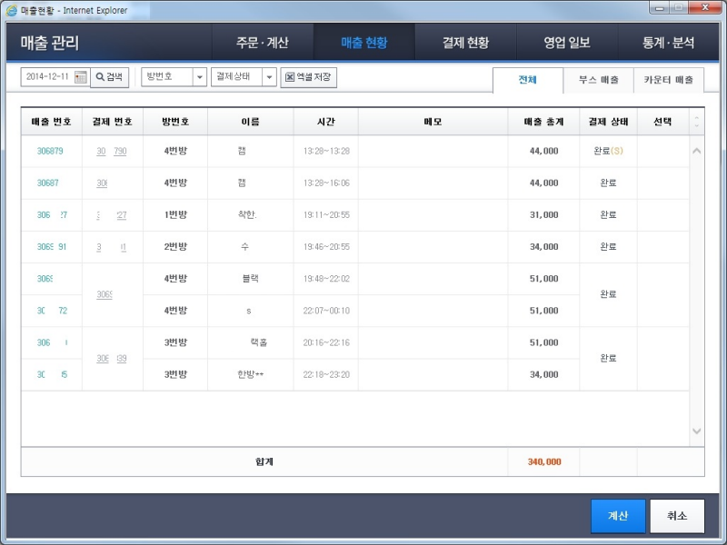 매출관리 - 매출현황